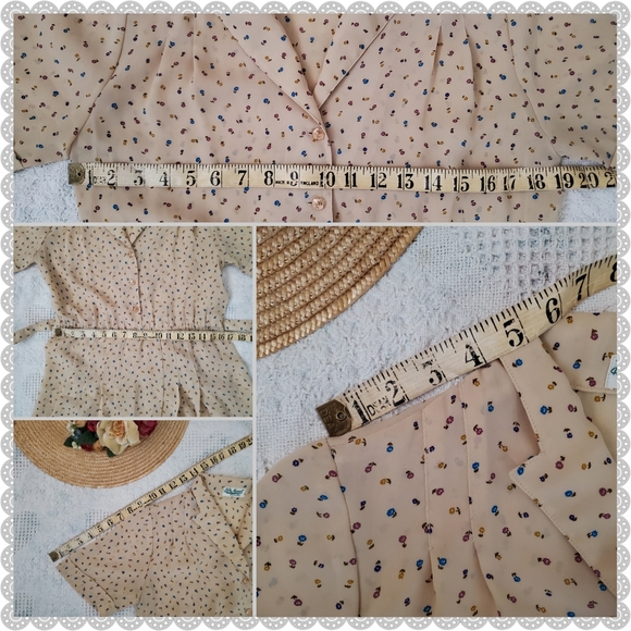 De Maruz | Vintage Cream Natural Floral Belted Pleaded Midi Dress - Picture 4 of 7